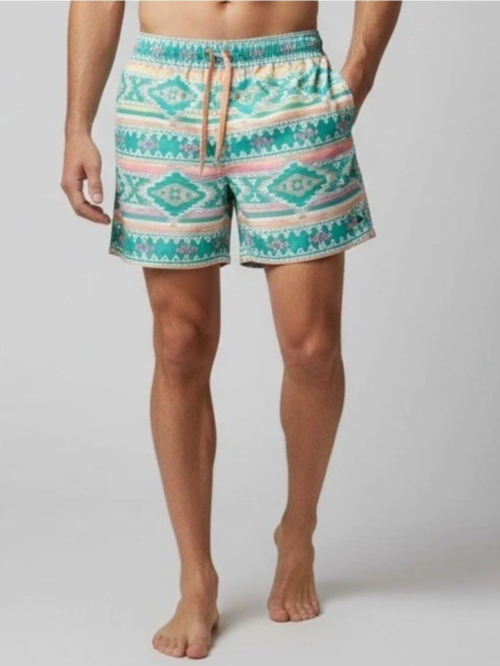 Chubbies The En Fuegos Classic Swim Trunks 90s Style Southwestern Teal Geometeic